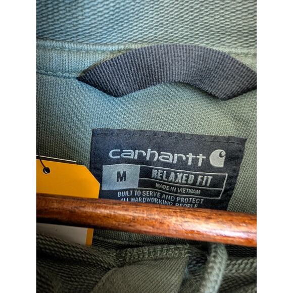 Carhartt Hoodie Mens Medium Green Relaxed Fit Midweight Garment Dyed 106253 NWT - Picture 4 of 5